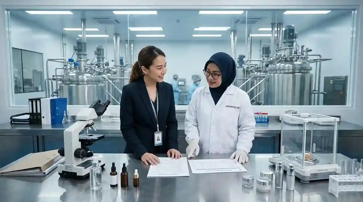 Panduan pemeriksaan kesiapan sertifikasi halal maklon kosmetik melalui audit langsung di fasilitas pabrik dan matriks bahan baku.